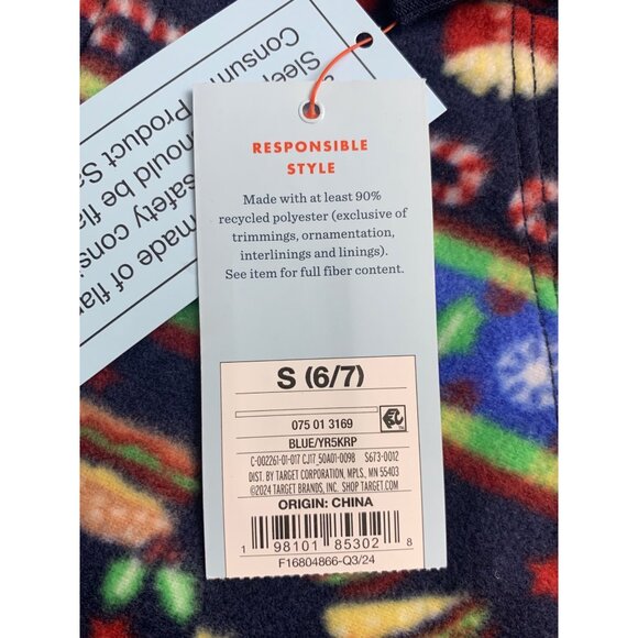 Cat & Jack Junior Multicolor Hooded Holiday-Themed Fleece Pajamas Size Small - Picture 10 of 10